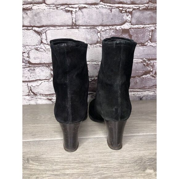 Jil Sander Black Suede Leather Pull On Heel Booties Boots Women Sz 35.5EU/5M US - Picture 4 of 16